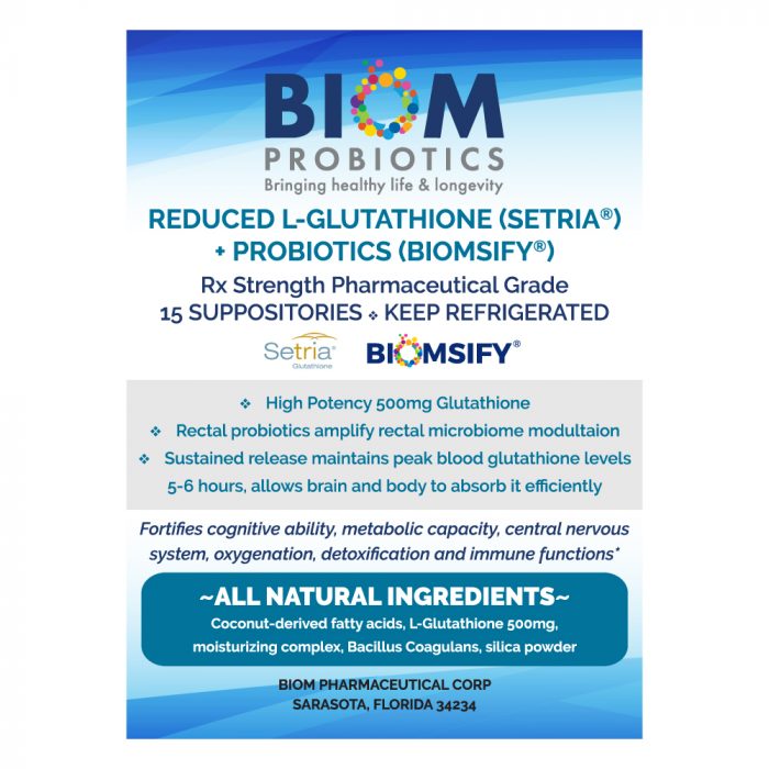Gut Microbiome Human Health Probiotics | Biom Probiotics | Probiotics | High Potency Glutathione Suppository | L-Glutathione Probiotic Suppository