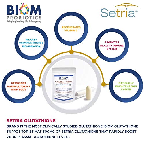 Gut Microbiome Human Health Probiotics | Biom Probiotics | Probiotics | L-Glutathione + Probiotic Suppository | High Potency Glutathione Probiotic Suppository