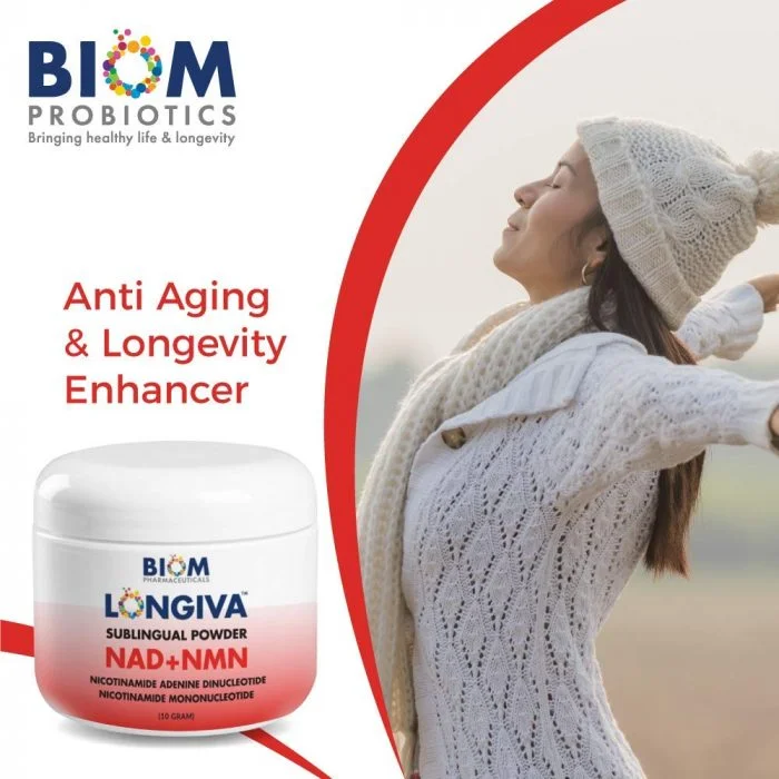 Supports and Improves Brain Health | Biom Probiotics | Biom NAD+NMN Sublingual Powder | NAD+NMN powder Probiotic | NAD+NMN healthy aging powder